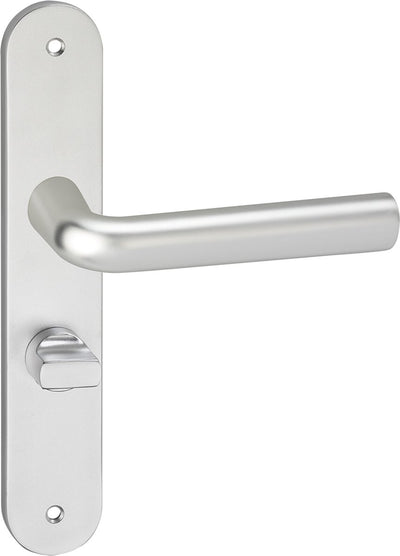 Poignée de porte Impresso - Bolton - pour l'intérieur - bouclier de porte ovale avec vis et serrure de toilette - aluminium - 2 pièces