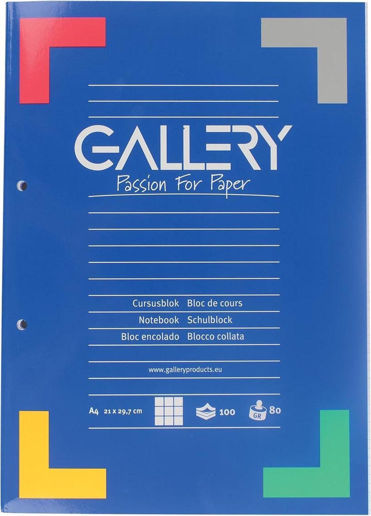 Bloc de cours Gallery, ft a4, 80 g m², perforation 2 trous, carré 5 mm, 100 feuilles