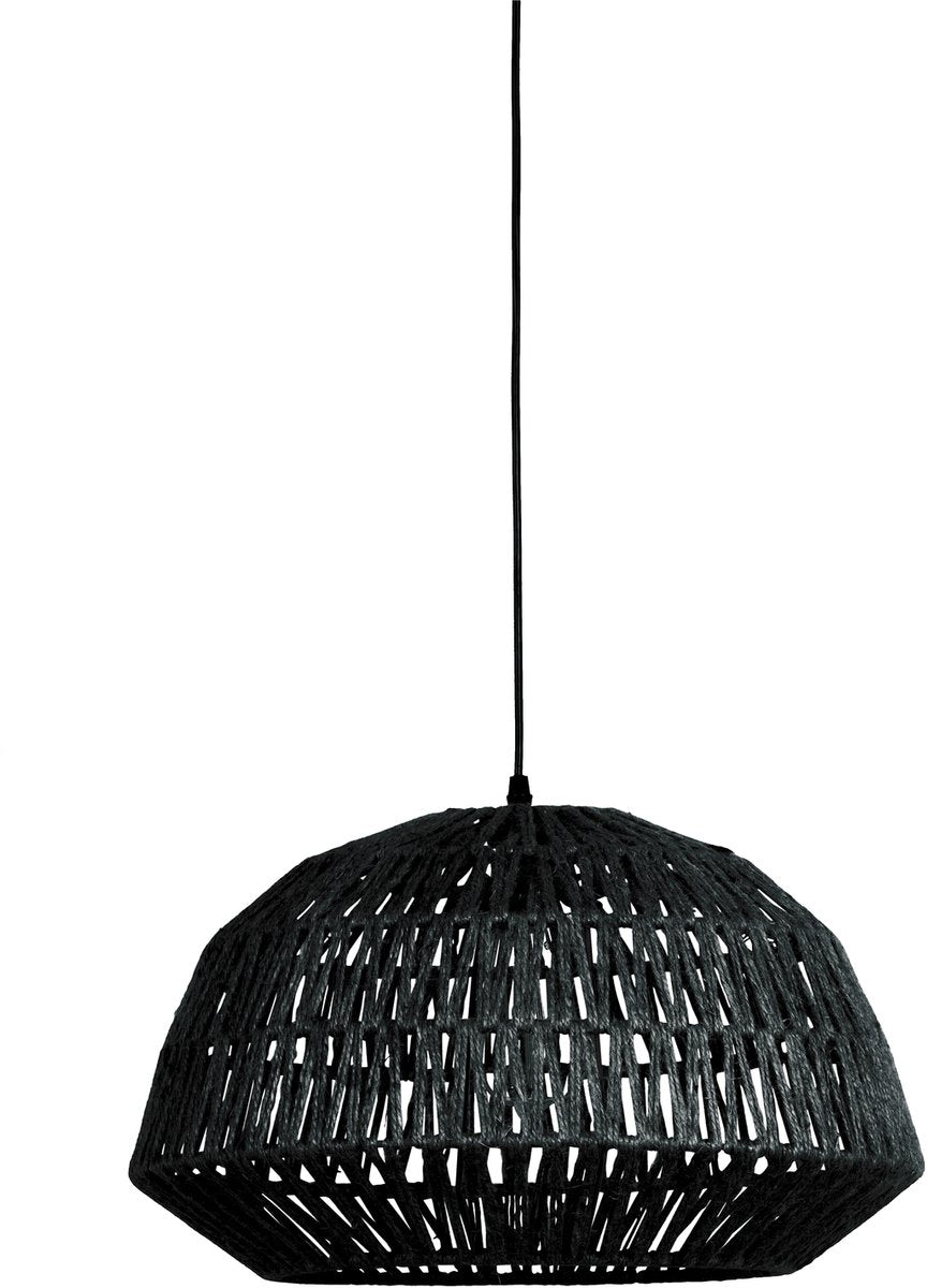 Lampe suspendue Woood Kace - jute - noir - 26x45x45 cm