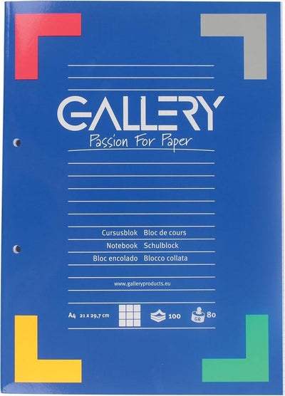 Bloc de cours Gallery, ft a4, 80 g m², perforation 2 trous, carré 5 mm, 100 feuilles