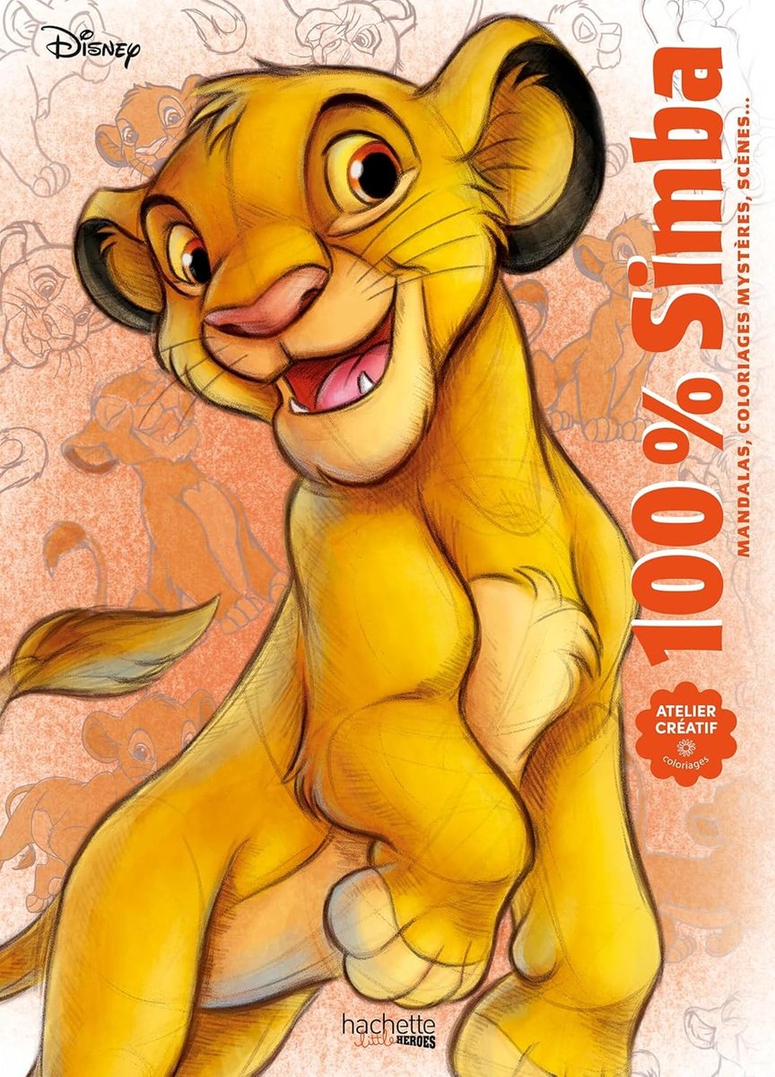 Hachette héros disney - 100% simba - livre de coloriage pour adultes et enfants