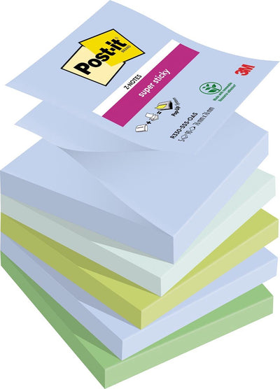 Notes super autocollantes post-it r330-5ss-oas bleu, vert