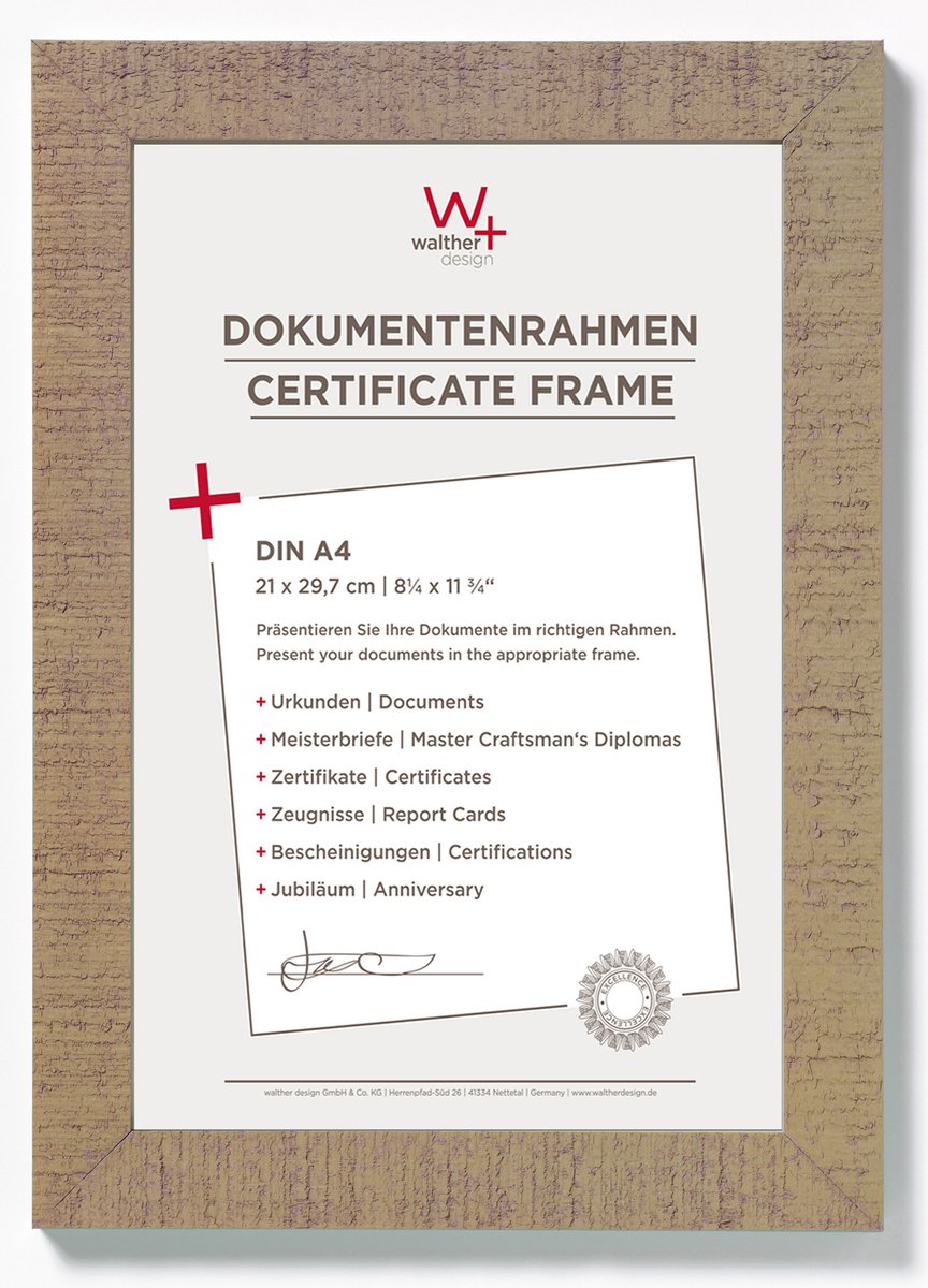 Walther home - cadre en bois - format photo 21x29,7 cm (din A4) - beige marron