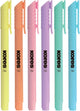 Kores marqueur de texte high liner pastel, pointe biseautée 3mm, lot de 6 pièces