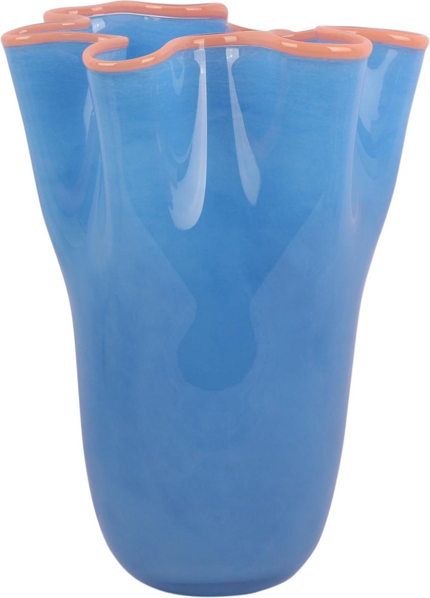 Present time vase volants - bleu - ø23cm - verre - scandinave - vase à fleurs - décoration de la maison - vase décoratif pour salon ou chambre