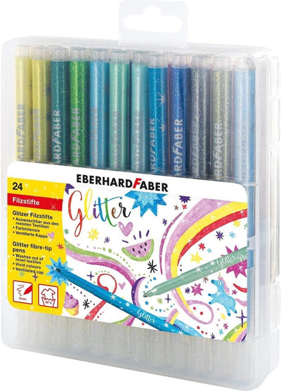 Eberhard faber feutres efa paillettes assorties étui de rangement avec 24 couleurs ef-551024