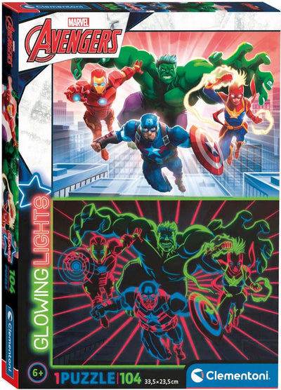 Clementoni brille dans le puzzle sombre Avengers, 104st.