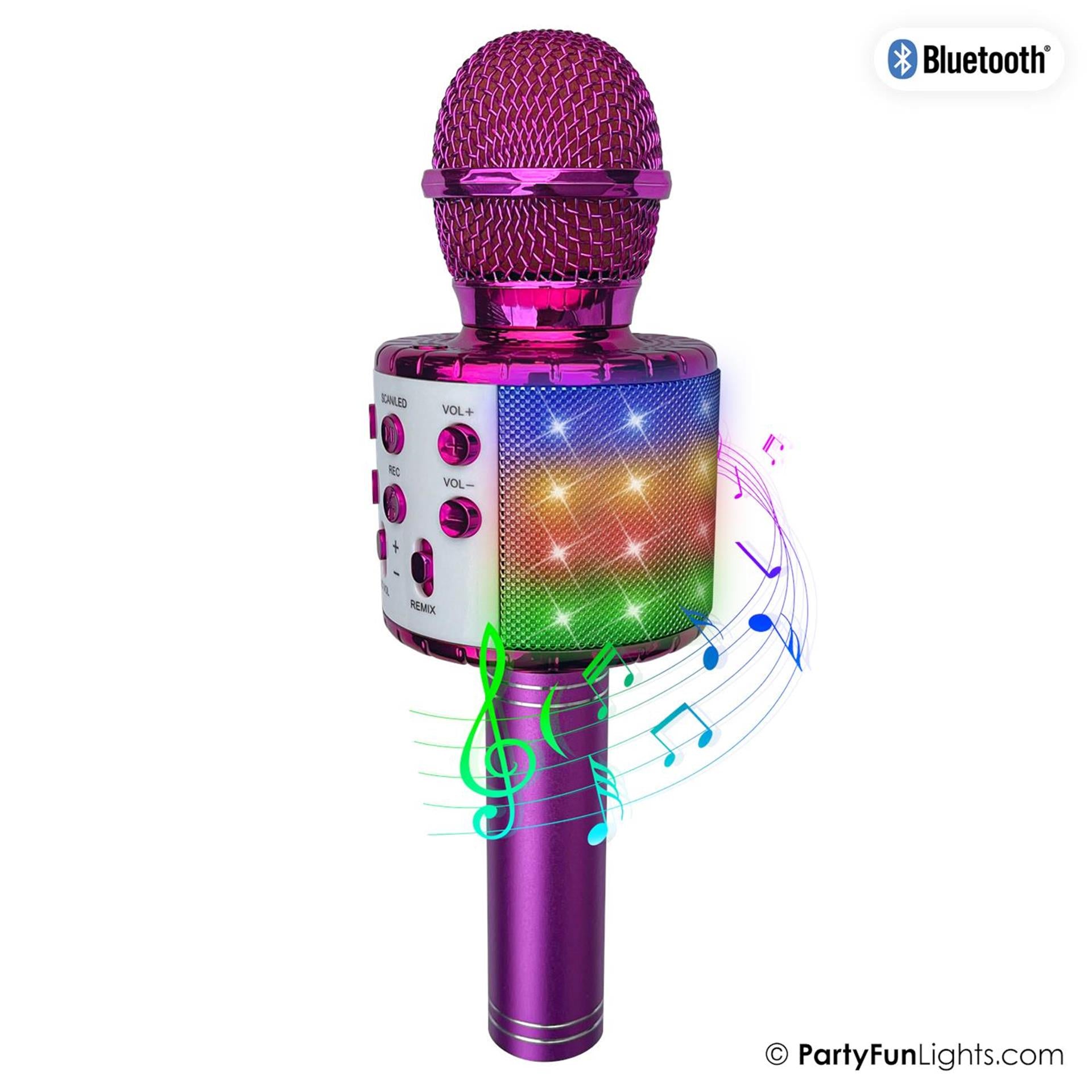 Partyfun lumières karaoké micro haut-parleur de fête rose