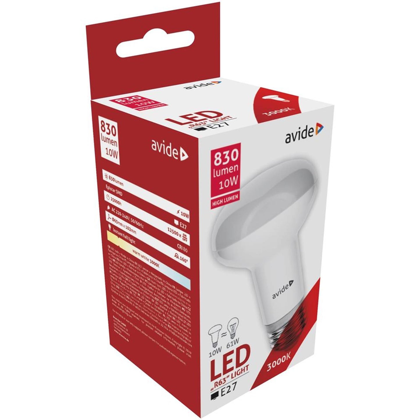 Avide LED R63 10W E27 3000K 830 Lumens