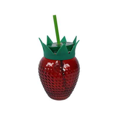 Verre à boire Decoris fraise avec verre paille 450ml