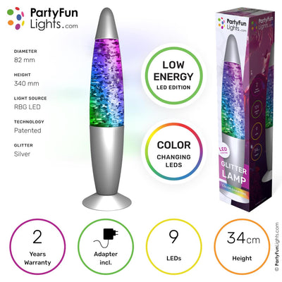 Lampe à lave à lumières amusantes pour fête, LED à paillettes, changement de couleur