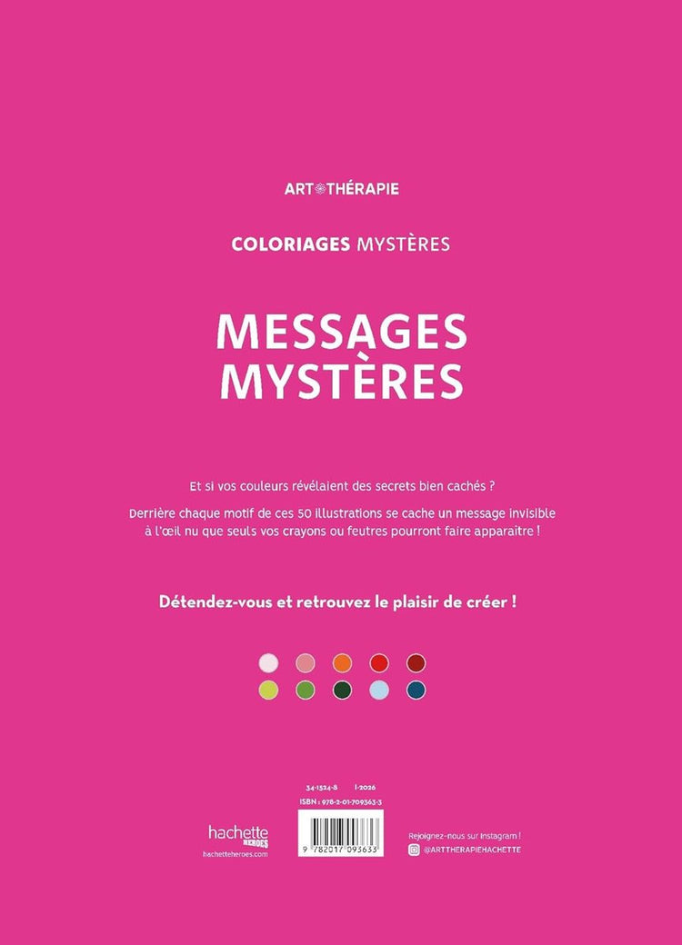 Hachette héros coloriages mystères messages mystères - hachette - livre de coloriage couleur par numéro pour adultes