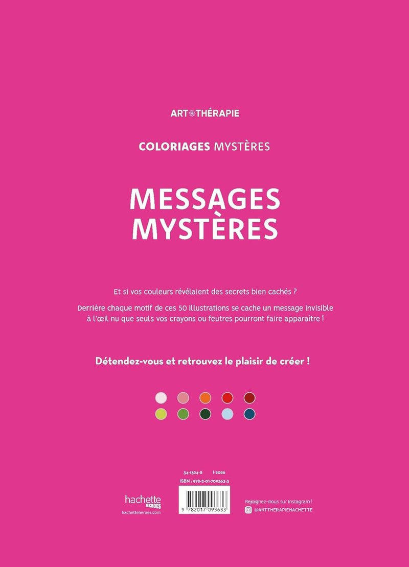 Hachette héros coloriages mystères messages mystères - hachette - livre de coloriage couleur par numéro pour adultes