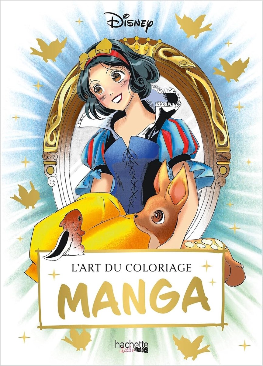 Hachette héros disney l'art du coloriage manga - - livre de coloriage pour adultes et enfants