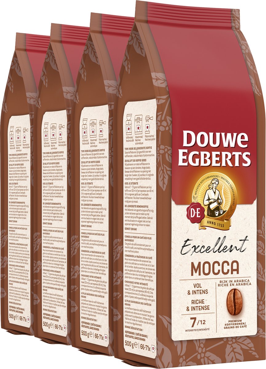Grains de café moka Douwe Egberts - 4 x 500 grammes