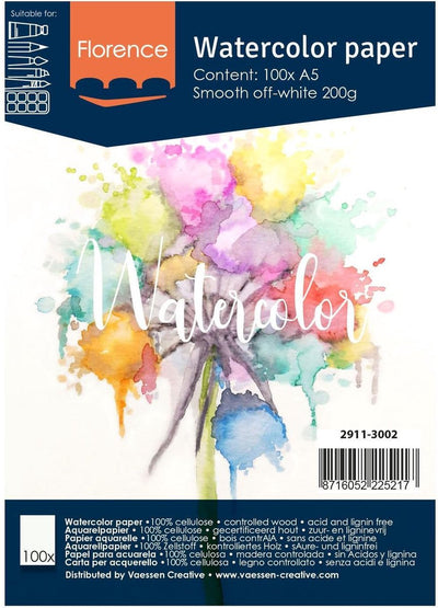 Unbranded sans marque Carnet de croquis pour aquarelle A5 100 feuilles 200 grammes 21 x 15 cm - Papier aquarelle - Blocs d'aquarelle - Blocs de dessin - Matériel de peinture pour loisirs créatifs