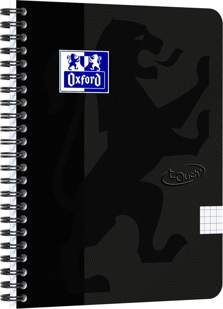 Oxford touch - bloc-notes - a5 - à carreaux - 140 pages - 90g - couverture souple - noir