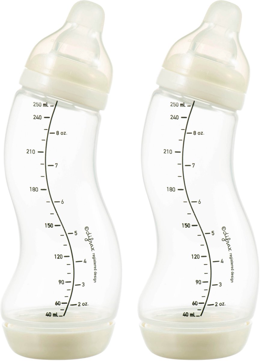 Biberon Difrax natural s - 250 ml - crème - 2 pièces - anti colique