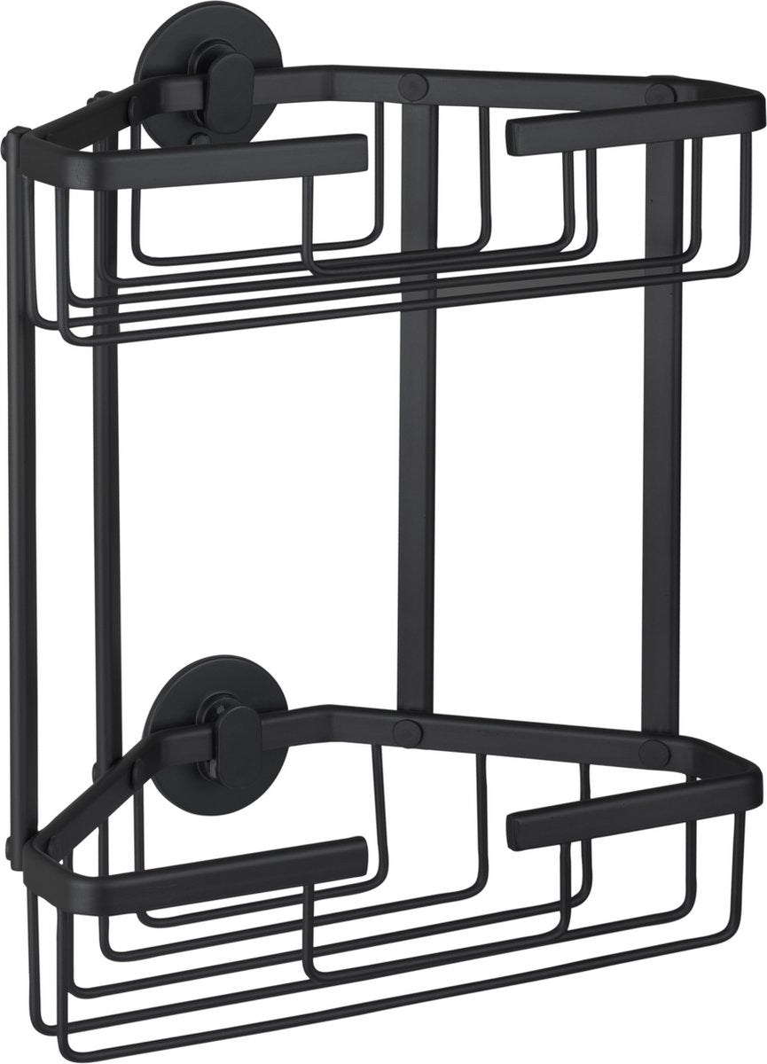 Corbeille métallique Differnz - Triangle 2 couches - sans perçage - aluminium - 28 x 13 x 30 cm - noir
