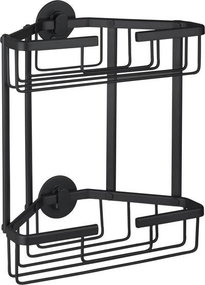 Corbeille métallique Differnz - Triangle 2 couches - sans perçage - aluminium - 28 x 13 x 30 cm - noir