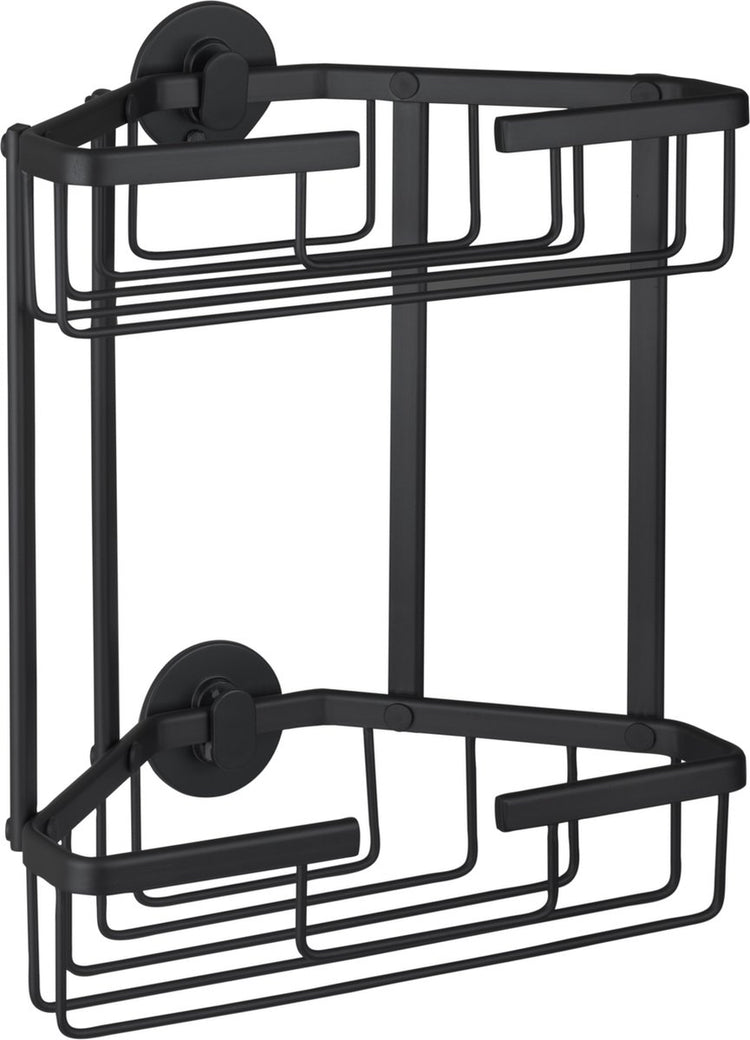 Corbeille métallique Differnz - Triangle 2 couches - sans perçage - aluminium - 28 x 13 x 30 cm - noir