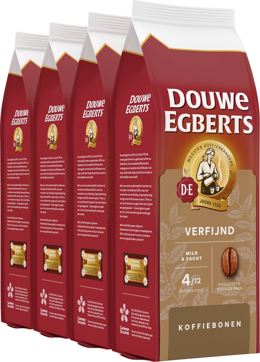 Café en grains raffiné Douwe Egberts - 4 x 500 grammes