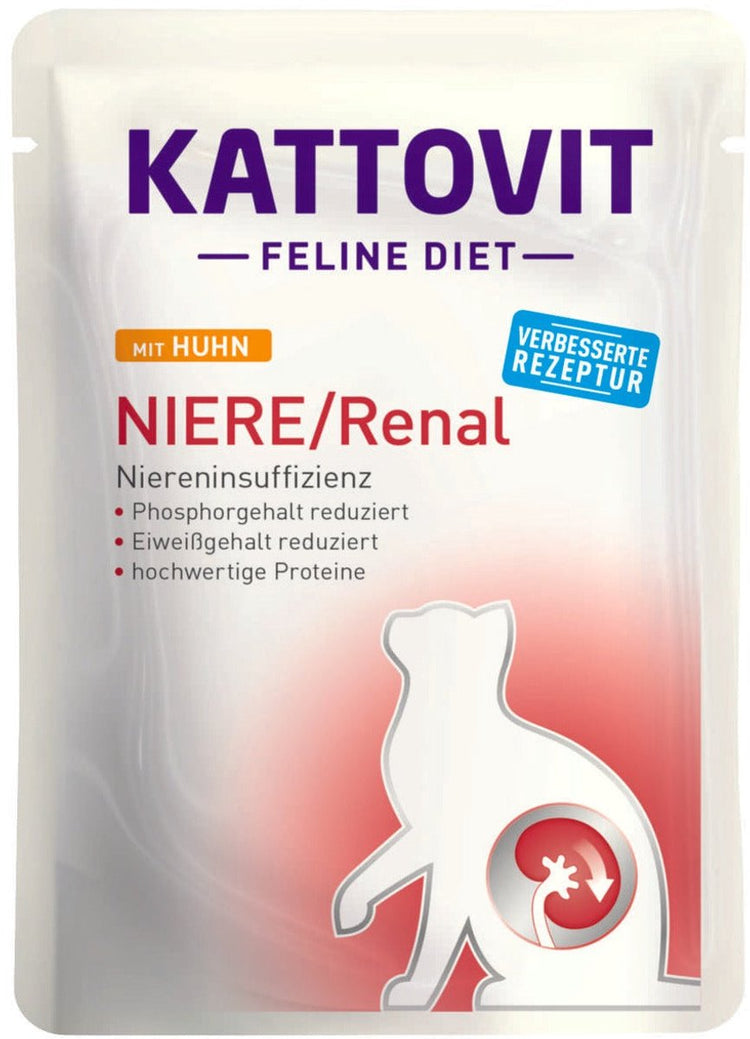 Kattovit - pochette diététique féline rein rénal 24x85g - poulet