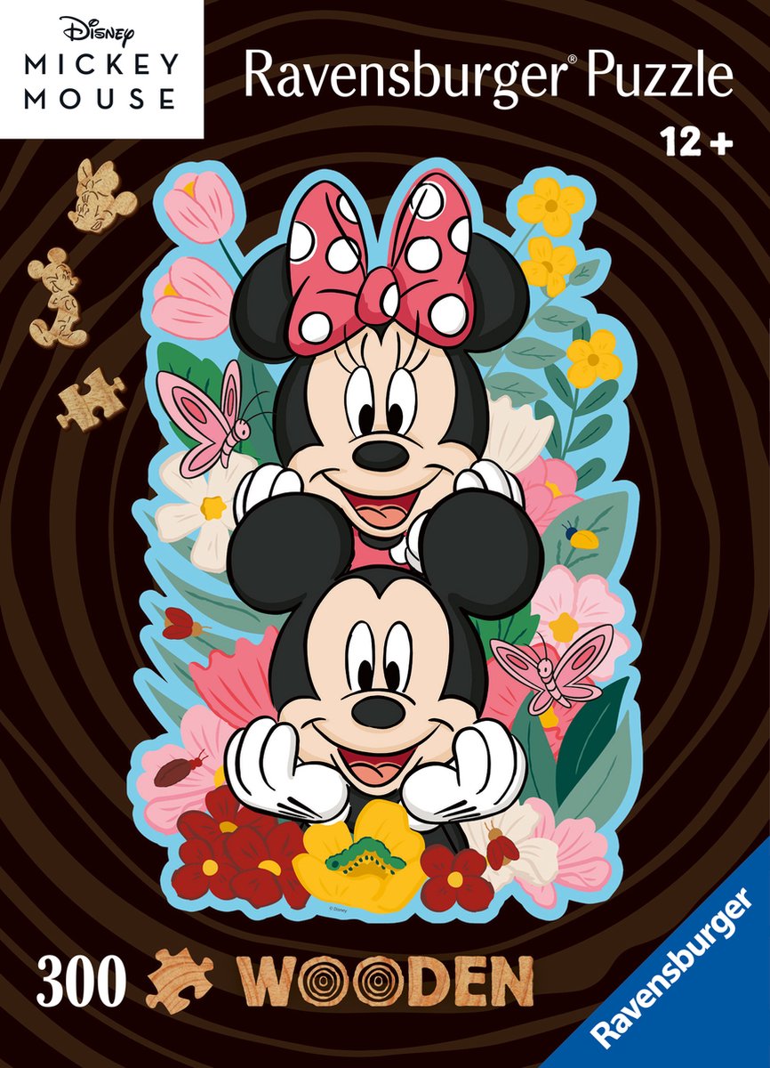 RAVENSBURGER WOODEN JIGSAW PUZZLE MICKEY MONDE MINNIE MONDE, 300ST.