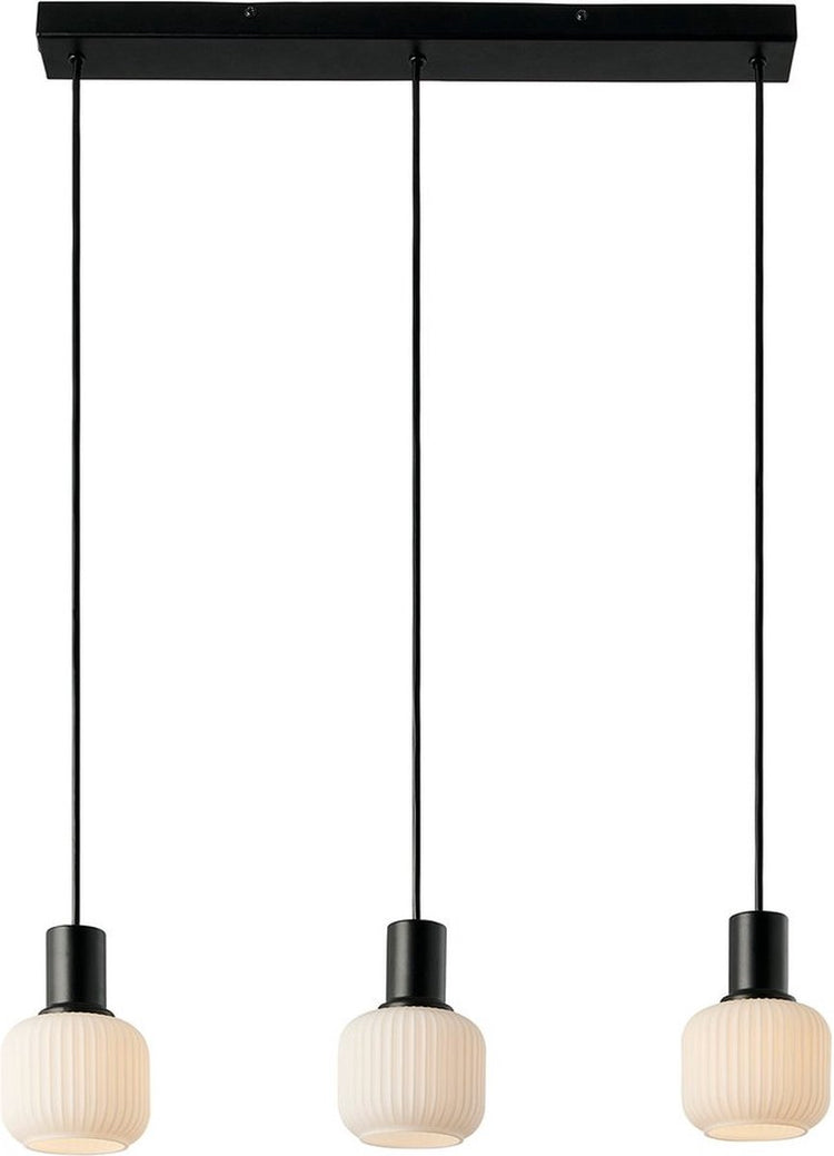 Nordlux Milford mini suspension-3 rail-e14-verre opale noir