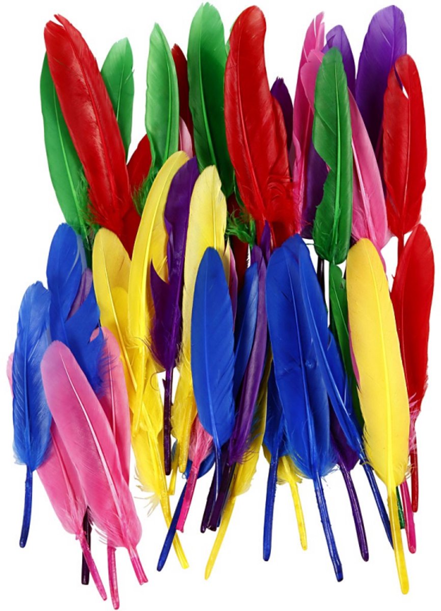 Plumes Creativ company, l: 13 cm, différentes couleurs, 48 ​​​​pièces 1 boîte