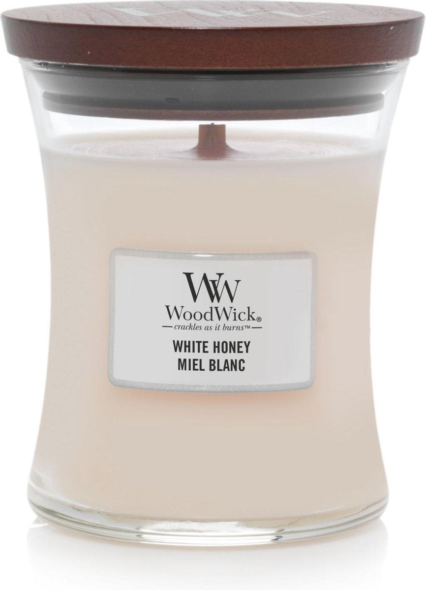 Bougie parfumée moyenne Woodwick Hourglass - Miel blanc - 60 heures de combustion