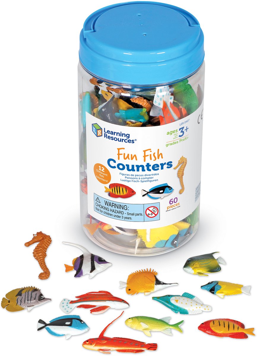 Ressources d'apprentissage compteurs de poissons amusants (ensemble de 60) - 3+
