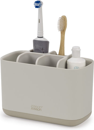 Joseph joseph organisateur de brosse à dents grand, avec 6 compartiments séparateurs, antidérapant, plastique, gris - | magasin facile