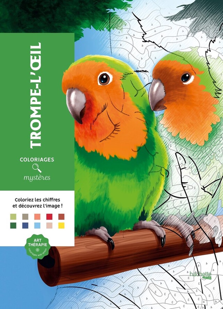 Hachette heros coloriages mystères trompe-l'oeil - livre de coloriage couleur par numéro -