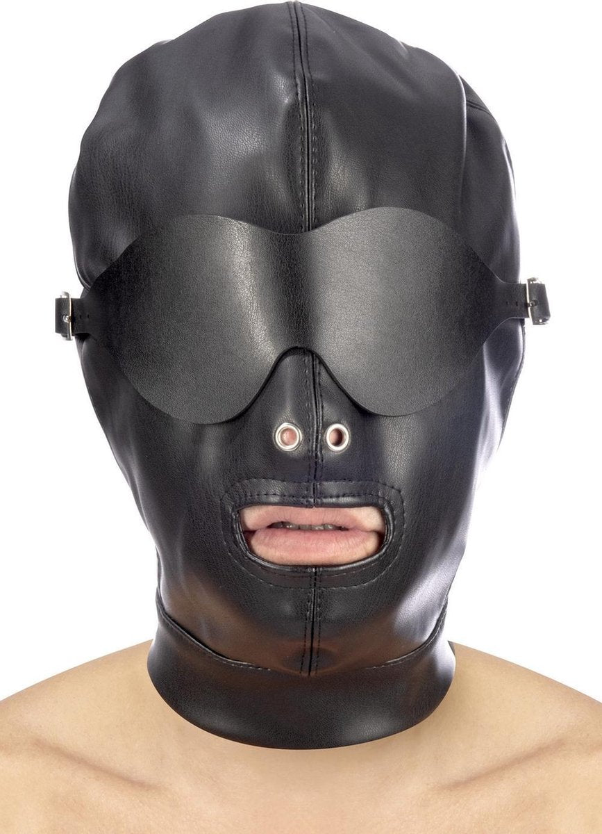 Tentation fétiche - masque de bondage - narines et bouche libres - bandeau amovible - noir