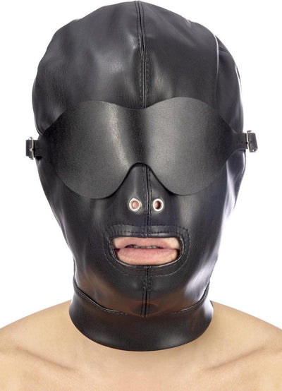 Tentation fétiche - masque de bondage - narines et bouche libres - bandeau amovible - noir