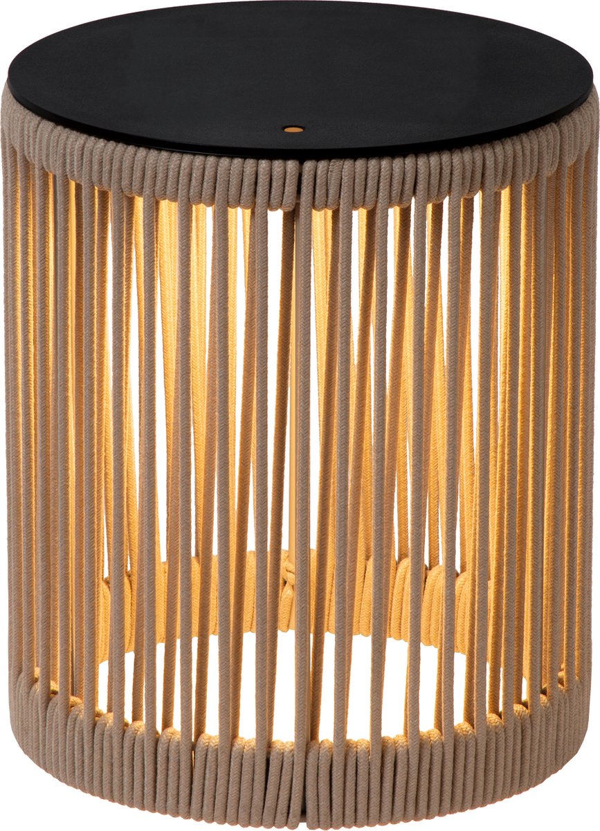 Lucide pingi - lampadaire rechargeable intérieur extérieur - batterie rechargeable - ø 33,5 cm - led 3 stepdim - 1x3w 3000k - ip44 - taupe - japon