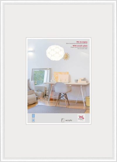Walther new lifestyle - cadre en plastique - format photo 70x100 cm - verre d'art - blanc