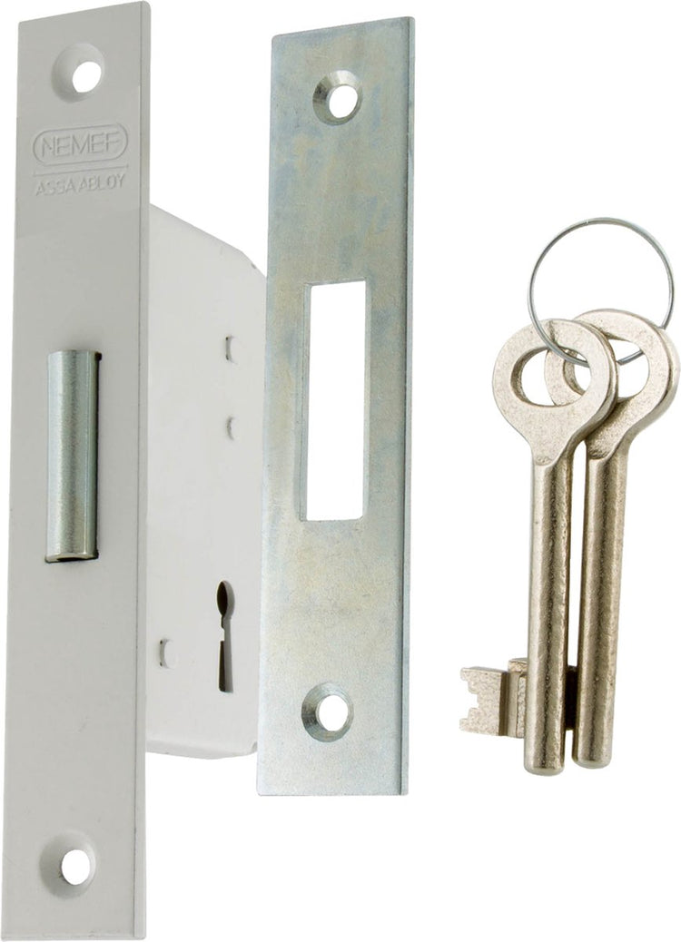 Serrure pour porte coulissante Nemef - type 605 40 - droite et gauche - 153 x 25 mm - laquée