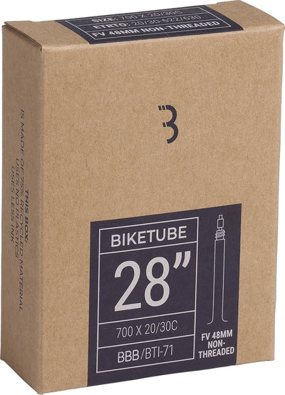 Bbb chambre à air de cyclisme vélo de course vélo de gravier 28 pouces - valve française Presta 33 mm - convient à la taille des pneus : 20 28-622 630 - pneu de vélo biketube - bti-71