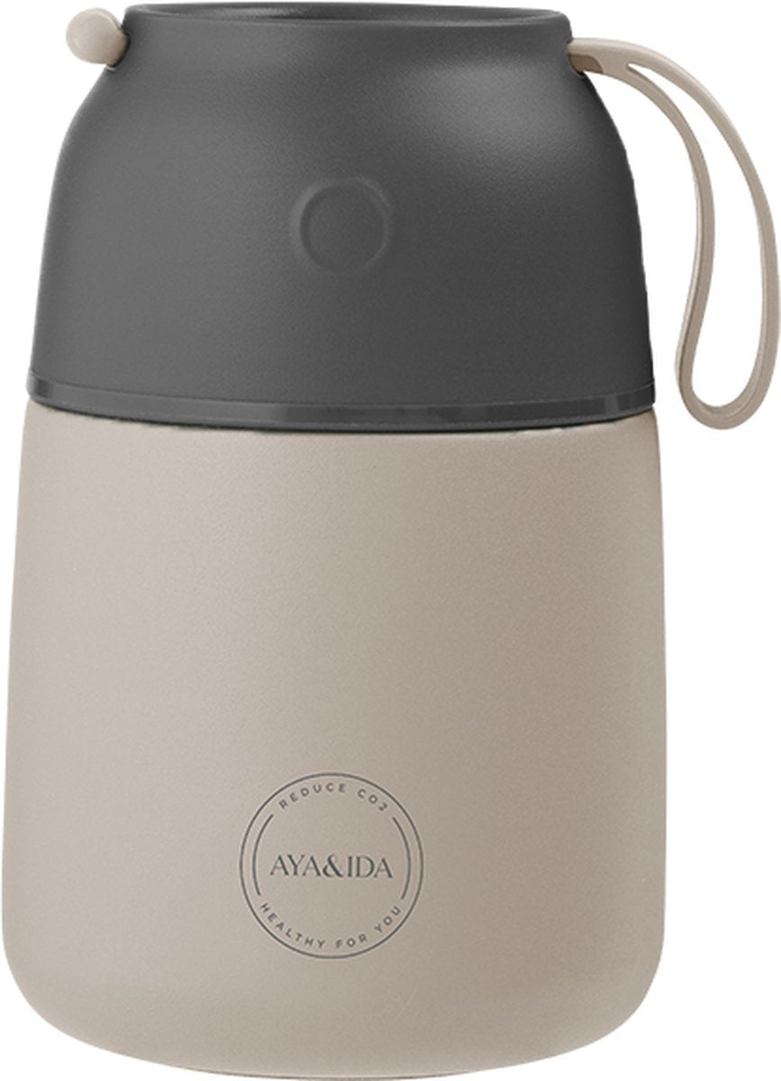Aya ida - foodie - bouteille thermos - récipient alimentaire - 500ml - beige crème