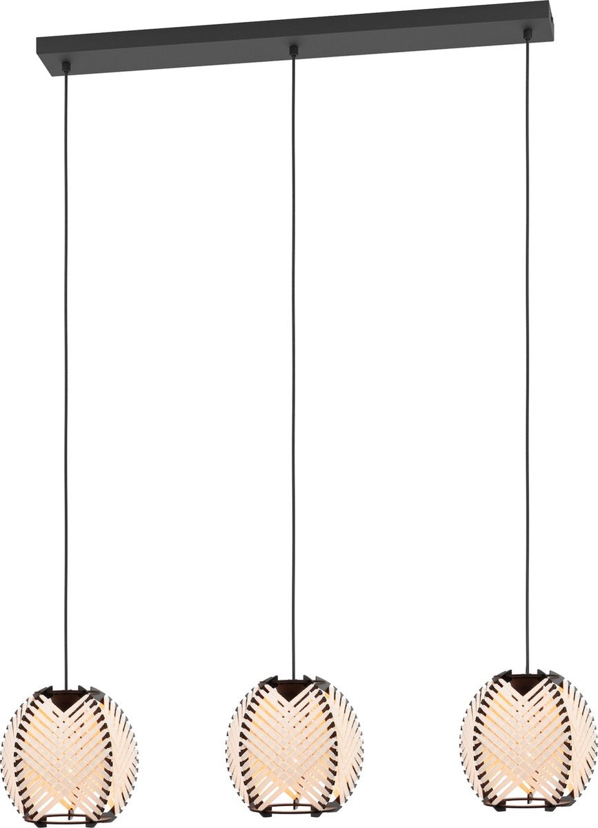 Lampe à suspension Eglo waverton - e27 - 92 cm - noir et blanc - textile