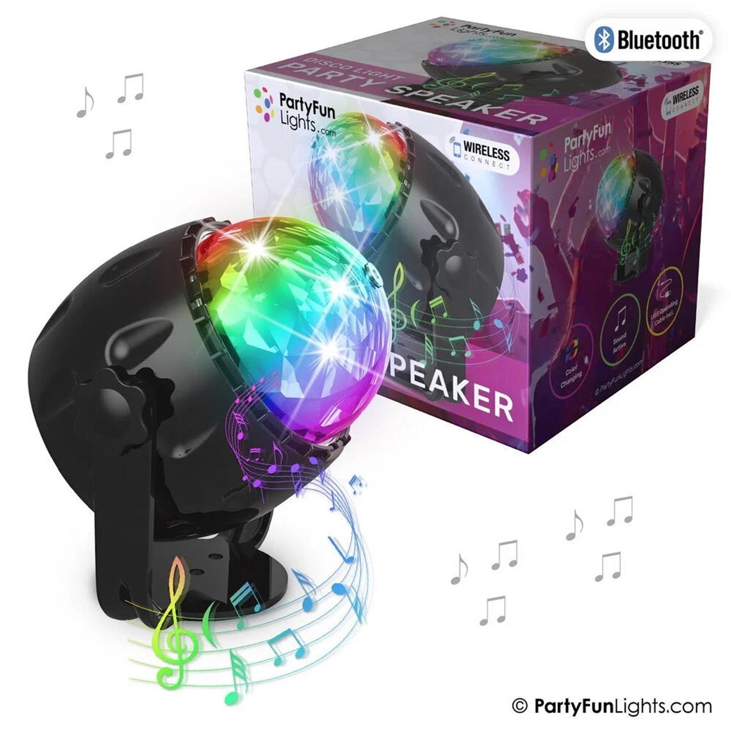 Partyfun allume haut-parleur Bluetooth compact LED