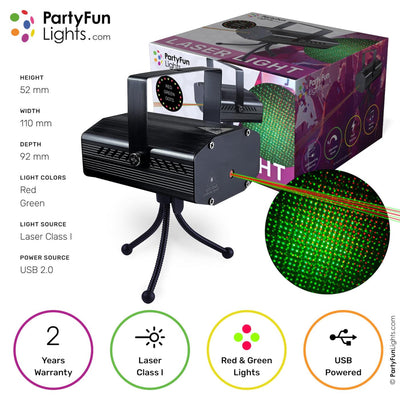Lumières amusantes de fête, lumière laser usb led rouge vert