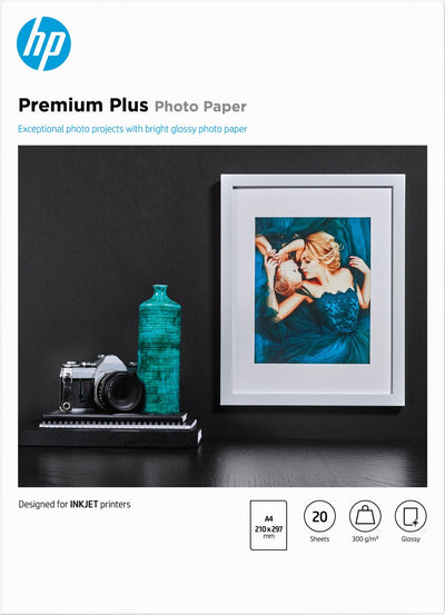 Papier photo brillant Hp premium plus - 20 feuilles a4