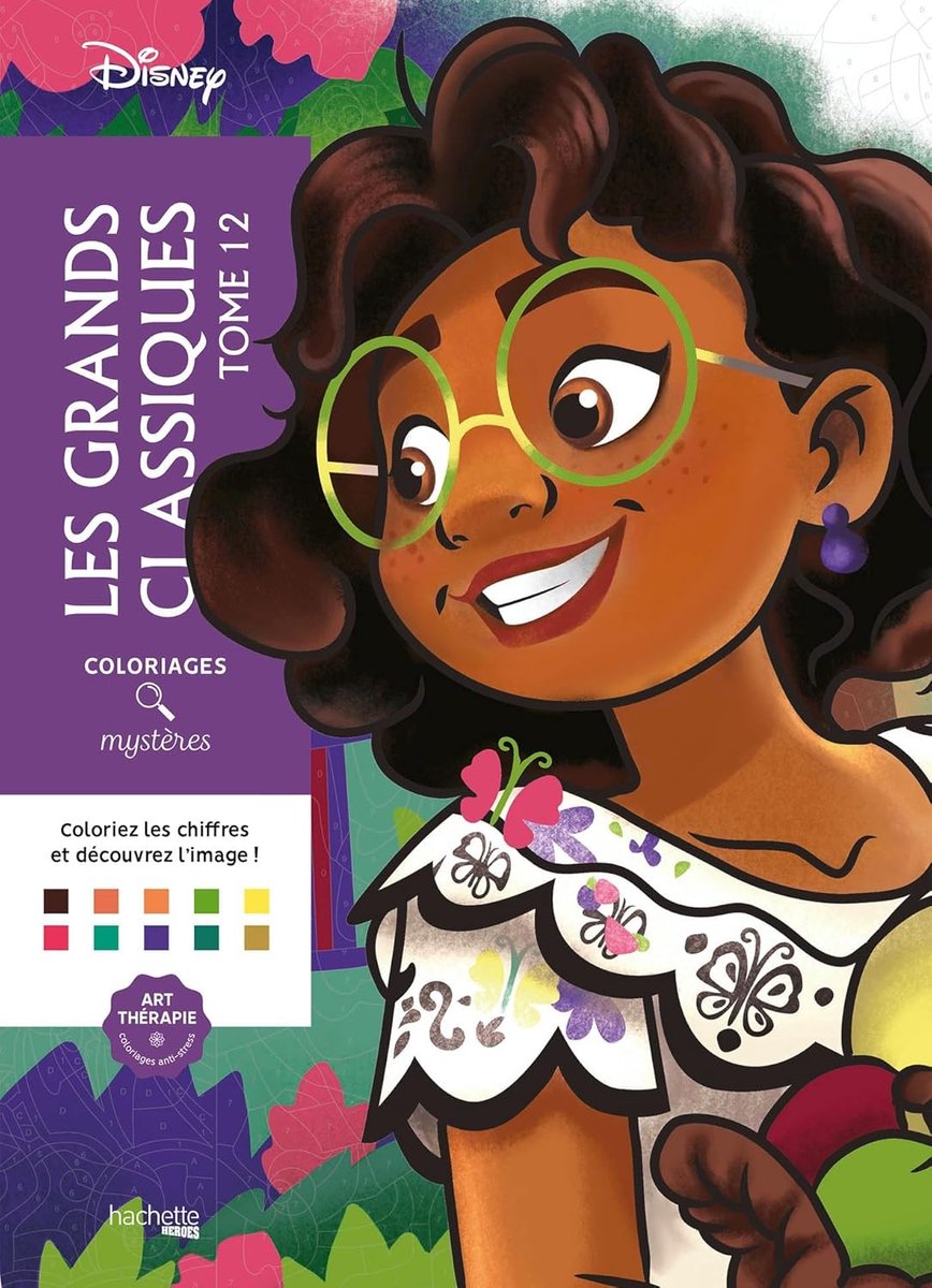 Hachette coloriages mystères disney les grands classiques - tome 12 - - livre de coloriage couleur par numéro