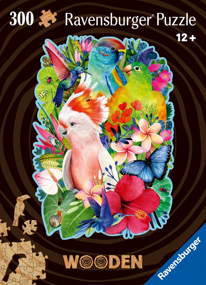 Ravensburger Puzzle en bois en bois beaux oiseaux, 300e.