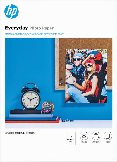 Papier photo Hp Everyday - brillant - a4 - 200 g m² - 25 feuilles