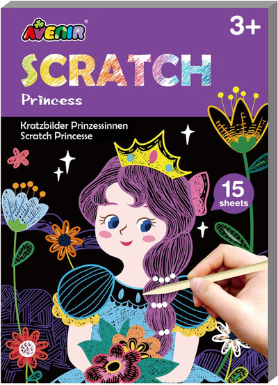 Avenir livre d'art à gratter mini a6 - princesse - 15 pages - 3 ans