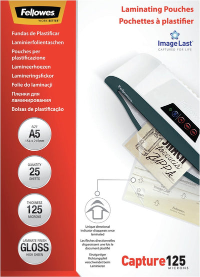 Fellowes pochettes de plastification imagelast a5 125 microns 25 pièces